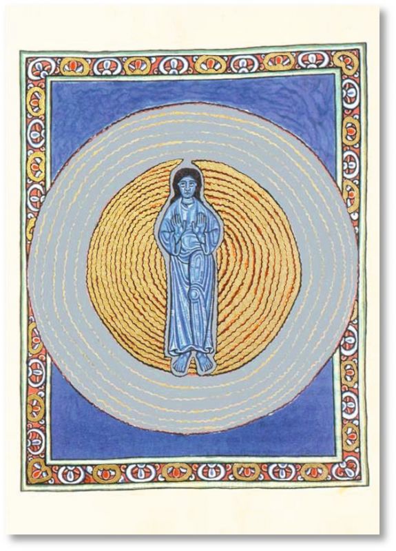 Karten mit Visionen der Hildegard von Bingen